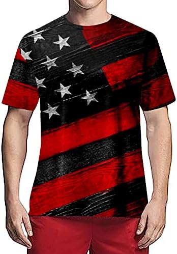 Летни големи и високи кошули за мажи машка САД знаме Американска патриотска маица со краток ракав краток ракав за кратки ракави