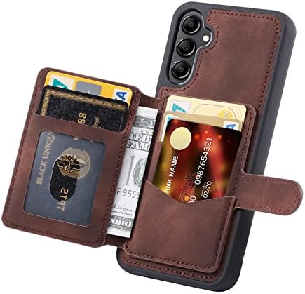 Заштитна футрола Компатибилен со Samsung Galaxy A34 5G Case Wallet, гроздобер PU кожа магнетски флип TPU браник Заштитни капаци