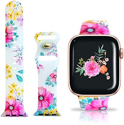 Елегантен Трансфлорален Часовник Компатибилен со Apple Watch 38mm 40mm 41mm 42cm 44cm 45cm за Жени, Симпатичен Часовник Smartwatch