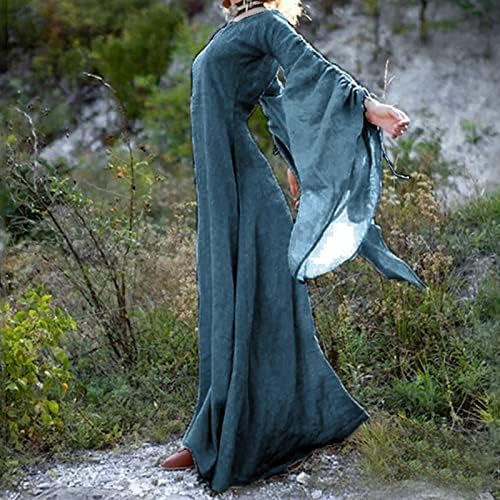 Долги готски фустани на Brkewi Womens 2022 Смачкана пеперутка ракав квадрат врат лабава висока половината викторијанска ренесансна матурска