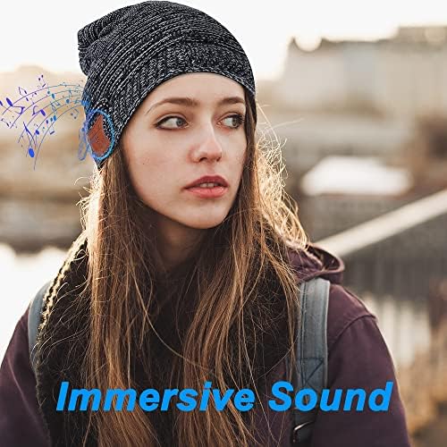 Coucur Bluetooth 5.0 Beanie Шапка За Мажи Жени, Зимски Плетени Beanie Со Bluetooth Звучник, Безжични Beanie Bluetooth Слушалки, Музичка Шапка