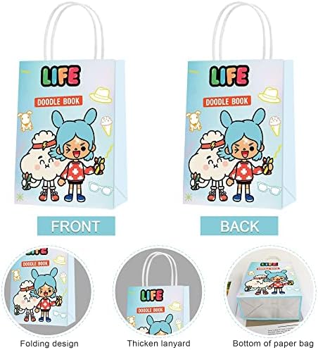 Uine 16 пакувања Toca Life Party Tags Haper Tagks, Toca bo-ca торби за деца роденден, торби за лекување на бонбони за момчиња девојчиња Тока живот за роденденски партии, 8.26x5.9x3,14 инчи