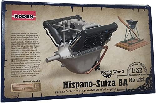Роден RE32622 1/32 Првата светска војна Хиспано Суиза 8А 150 КС Модел на модел на мотор за ладење на вода Пластичен модел