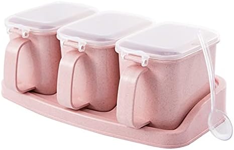 1 парче розова кујна пченица кутија пластична зачинета тегла поставена сол шекер креативна сезонска кутија за зачинување тегла тегла