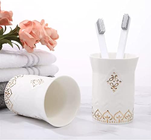 KFJBX Европски стил Керамички бања со пет парчиња поставена уста за миење садови за четкичка за заби, четка за заби