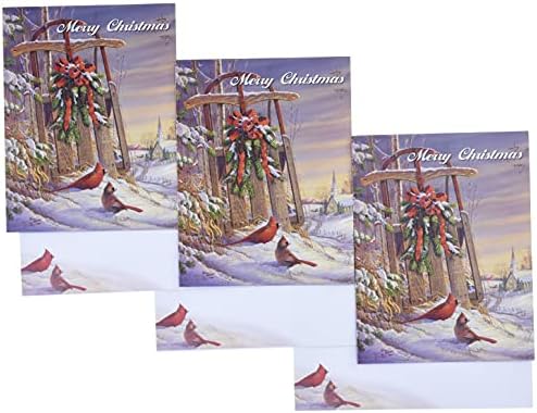 Ланг - „зимски кардинал“, боксерски Божиќни картички, уметнички дела од Сем Тим “ - 18 картички, 19 пликови - 5,375 x 6.875