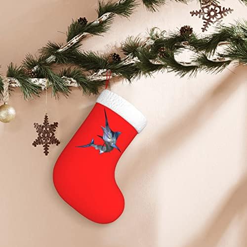 Cutedwarf Marlin-Fish Cristma Codrings Божиќни украси на дрво Божиќни чорапи за Божиќни празнични забави подароци 18-инчи
