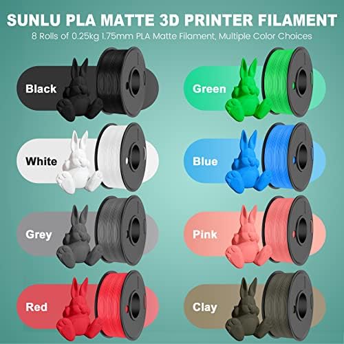 Филамент за печатач на Sunlu 3D, пакет на филаментот PLA Matte, 1,75 mm PLA филамент мутиколор, мазна матна површина, уредно филамент на рани,