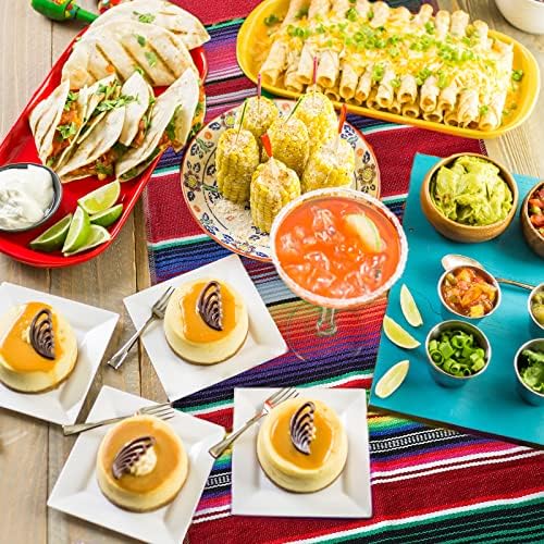 12 ПЦС Мексикански серијани табели Тркачи на мексиканска тема за забави Декорации за табела Шарена лента со серијал ќебе, тркач за табели за Cinco