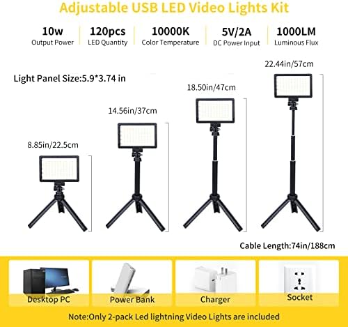 ЛЕД Комплет За Видео Светло За Камера, Затемнето Осветлување Со Фотографија ОД 10000к 2 ПАКЕТИ со Прилагодлив Држач за статив 9 Филтри