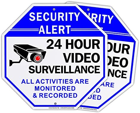 2 пакет Видео Надзор Знак, 10 х 10 Безбедносно Предупредување Рефлектирачки Алуминиумски Знаци, Ув Заштитени &засилувач; Водоотпорна Внатрешна