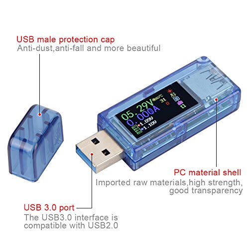 Ruideng AT34 USB 3.0 боја, USB тестер USB мерач FNB38 LCD тестер, Voltmeter Ammeter Multimeter Charger USB тестер