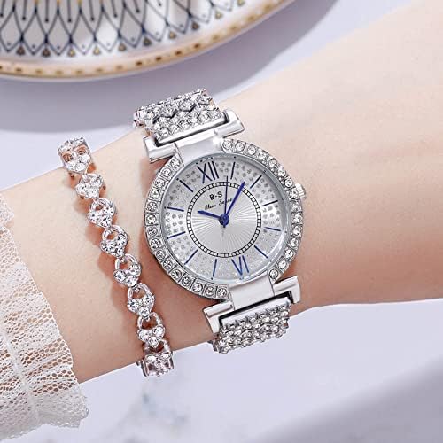 Дами моден појас часовник женски рекреација кварц кварц женски нараквици нараквици кутија за подароци, елегантен часовник за жени