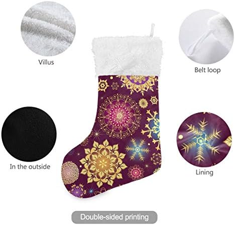 Алаза Божиќни чорапи Виолетова снегулки Класични персонализирани големи декорации за порибување за семејни сезонски празници Декор 1 пакет, 17,7 ''