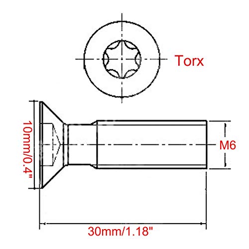 M6-1X30mm рамен глава Torx завртка за безбедност на завртката завртка за завртки за завртки отпорни на завртки 304 не'рѓосувачки челик сребрен