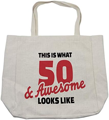 Амбесон, 50-ти роденден, торба за купување, 50 кул забавен стил среќен стил среќен слоган, еко-пријателска торба за еднократна употреба за плажа на намирници и повеќе,