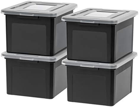Писмо за ирис и правна големина пластична отпадоци за складирање на тота за организирање, 4 пакувања, црни и pendaflex висечки папки