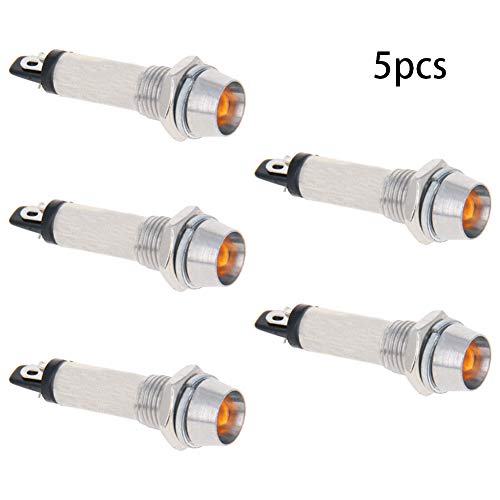 Отмро 5Pcs Сигнал Индикатор Цртичка Светлина DC 220V,НЕОНСКИ ИНДИКАТОР LED Светилки XD8 - 1 Жолта,Пластични Школка Панел Монтирање Сигнал