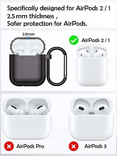 Erлиерк [2 Пакет] Airpods Силиконски Заштитни Случај Покритие, Со Приврзок За Клучеви Компатибилен Со Apple AirPods 2 &засилувач;
