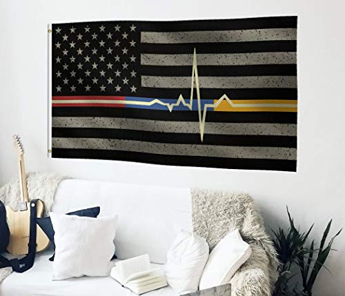 Bannerfi 3x5 ft EMS Американско знаме: 100 полиестерски банер, месинг гром и силен заглавие на платно, за употреба на отворено или