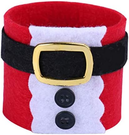 Амосфун салфетка крпа 8 парчиња божиќни салфетки држачи Санта појас за салфетки прстени за сервиси за хосма за одмор за одмор