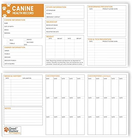 Добри | Пристанишни Материјали За Миленичиња / Премиум Здравствени Рекорди за Кучиња 6х4 Инчи Брошури | Вакцини За Кучиња Големи Записи-Брошура За Вакцинација Со Куч