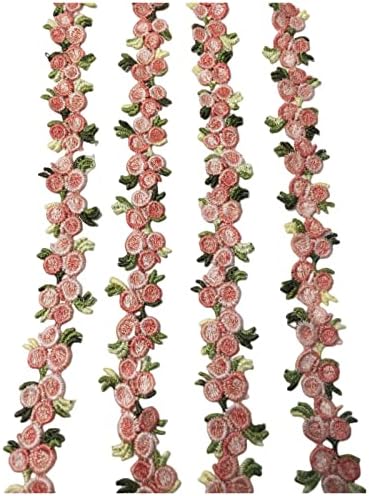 Autupy 5 јарди цветна чипка трим цреша боја од роза везена лента лента DIY свадба апликации за шиење занает
