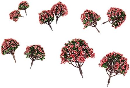 Nupart 10 парчиња цветни модели на дрвја грмушки 3-8 см црвен воз железнички архитектура диорама хон z скала за DIY занаети или градежни