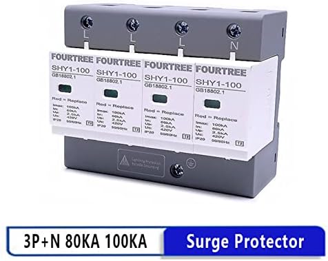 Lyvi 1PCS Surge Protector AC 3P+N 40 ~ 80Ka 60Ka ~ 100KA 385V 420V SPD House Moilning Arterser Arster Arster Arster Now-напон заштита