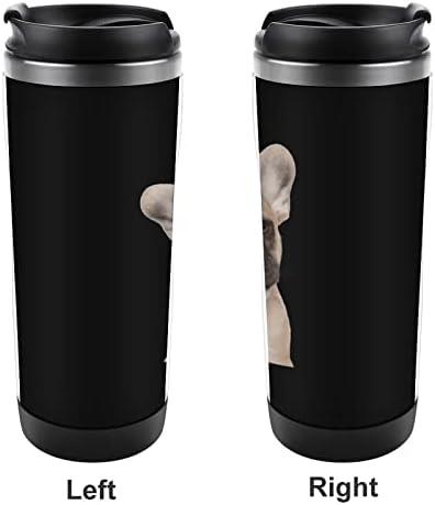 Француски булдог патуваат чаши за кафе со капаци изолирани чаши од не'рѓосувачки челик со шише со двојна wallидна вода