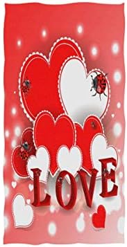 Naanle Црвениот Денот На Вљубените Шема Срце Бубамара Романтична Љубов На Нејасни Неонски Точка Мека Бања Пешкир Абсорбента Рака
