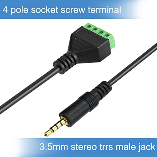 DKARDU 3.5 mm Звучник Жица Адаптер, 1/8 4 Пол Стерео ТРС Машки Приклучок НА AV 4 Завртка Терминал Блок Балун Конектор Кабел, Лемење Терминал Блок Кабел 30cm, 2 ПАРЧИЊА