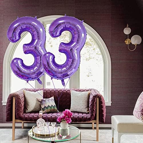 Јиџунмка Виолетова 33 Број Балони Џиновски Џамбо Број 33 32 Хелиум Балон Виси Балон Фолија Милар Балони За Мажи Жени 33 Роденден Материјали