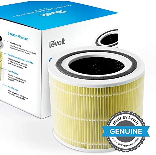 Филтер за замена на LEVOIT AIR LV-H133, филтер за замена на алергија на бело и воздух ПЕТ, филтер за замена на алергија на ПЕТ, 3-во-1 Вистински HEPA, високо-ефикасен активиран ја