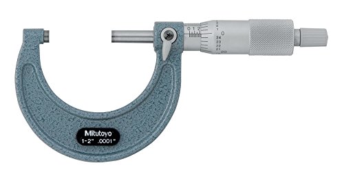 Mitutoyo 103-132 Надвор од микрометар, печен-енамел финиш, рачен стоп, 1-2 опсег, 0,0001 дипломирање, +/- 0.0001 точност