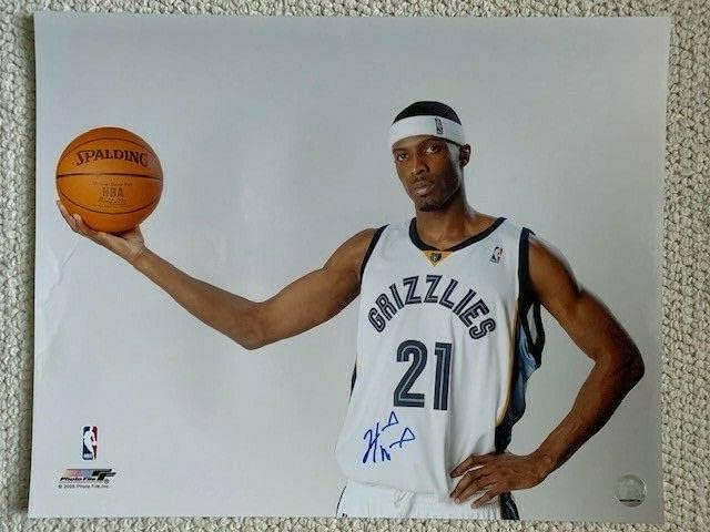 Hakim Warrick Hand потпишана 16x20 боја на боја+COA Одлична поза Мемфис Гризлис - Автограмирани НБА фотографии