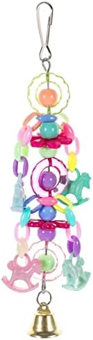Ipetboom Parrot Cage Toy со bellвоно птичји парови што висат играчка пластична играчка за џвакање за џвакање за падобрани кокотиил