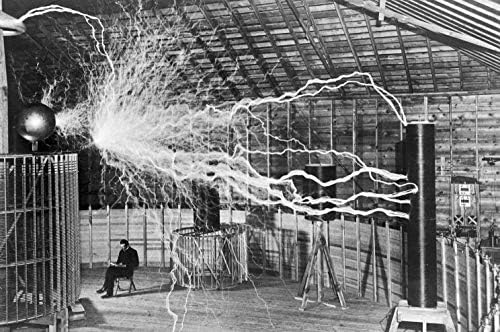 Разговор отпечатоци Никола Тесла лабораторија Сјајно постер слика слика за избор на електрична калем кул калем