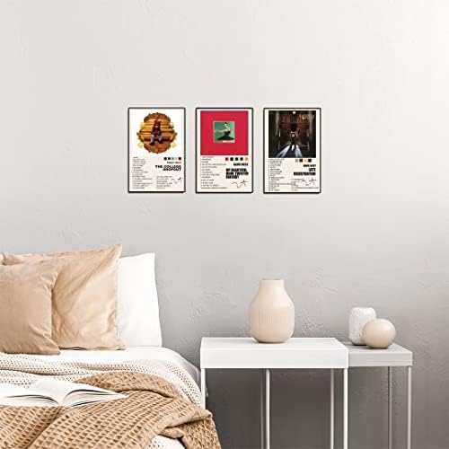 Канје Вест албум Повер печатење 8x10 инчи Нераспорен рапер музички постер платно платно wallидна уметност естетика сет од 3 идеални за надавање на обожавател на пријат