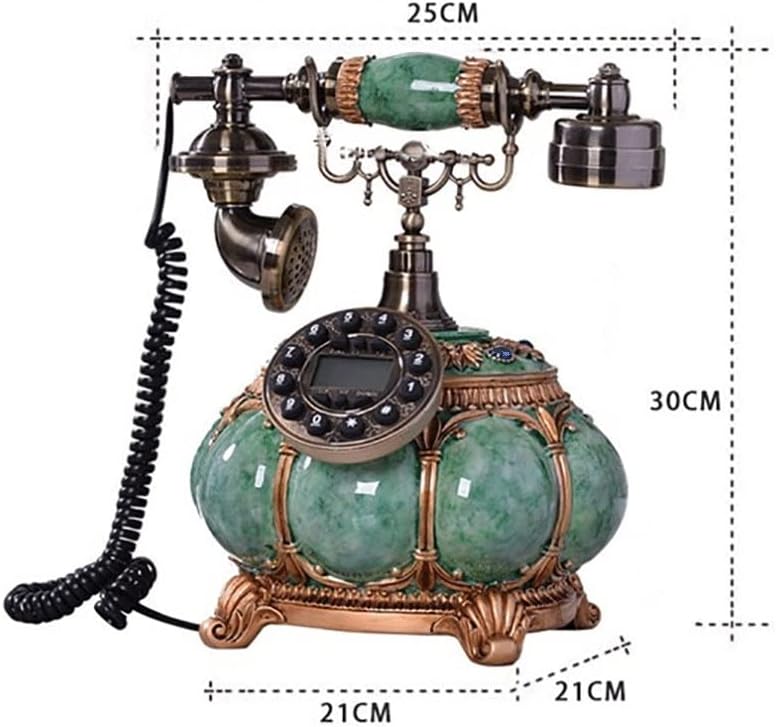 KXDFDC смола кабел ретро телефон фиксни гроздобер декоративен телефон со лична карта на повикувач, повторно бирање, проверка на повик,