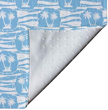 Ambesonne Tropical Yoga Mat крпа, кул егзотична летна шема со палми и брановидни меурчиња, не-лизгање пот, абсорбента за јога пилатес,