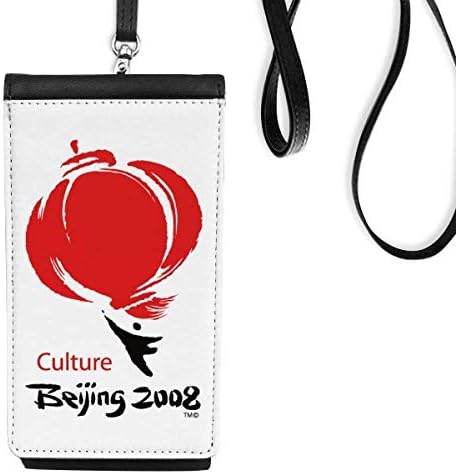 Кинески традиционален фенер со црвена шема Телефонска чанта што виси мобилна торбичка црн џеб
