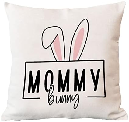 Мама Велигденски фрлање перница за перница симпатична зајачка перница кутија добредојде пролетна цветна перница за прекривка квадратна декорт -перница со патент