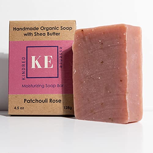 Kindred Essence 5-парчиња рачно изработени природни органски шеа путер сапун Подарок сет со дрвена сапуница за сапун