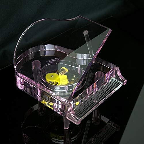 Замтак романтично розово кристално стакло модерна пијано -часовник од типот музичка кутија за свадбени подароци за дома - декорација на дома