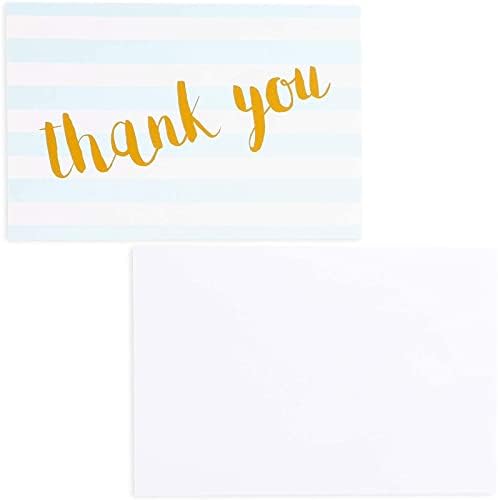 Juvale 12-пакет празно Ви благодарам картички со бели коверти, бебе сино шарен дизајн, за свадба, невестински туш, туш за бебиња,