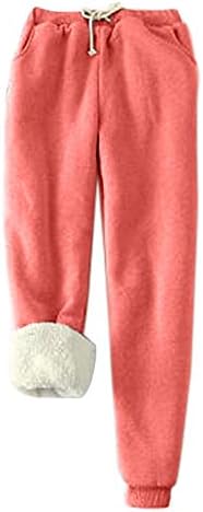 Dsodan Womens Fleece Sweatpants Sherpa наредени зимски топло атлетски џогер панталони кадифен пријатни термички хеланки со џебови
