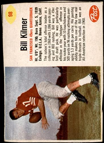 1962 Пост Житни # 98 Били Килмер сан Франциско 49ерс ДОБРИ 49ерс UCLКА
