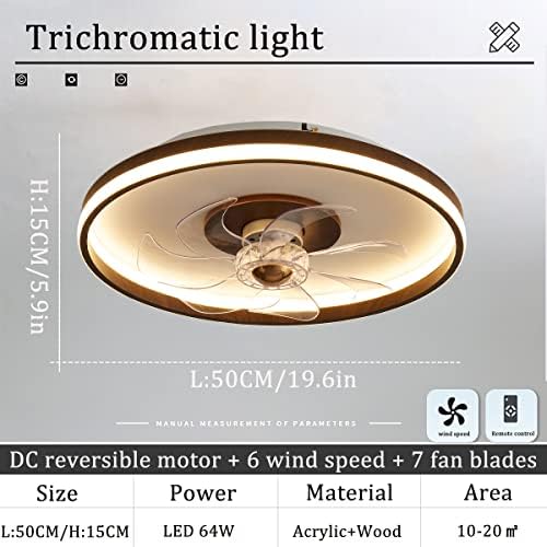Вентилатор НА ТАВАНОТ ФЕХУН Со Светла, Далечински Управувач 3 Температури На Бојата, 6 Светла За Вентилатор За Брзина На Ветерот, Тавански Светла со Вентилатор/А