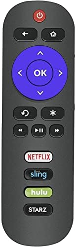 Далечински компатибилен со сите TCL Roku TV со копчињата за кратенки на апликации Hulu Netflix Sling Starz